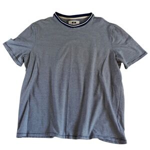 Vintage Joseph Abboud Mens Blue White Micro Stripe Crew Neck T-Shirt - Large